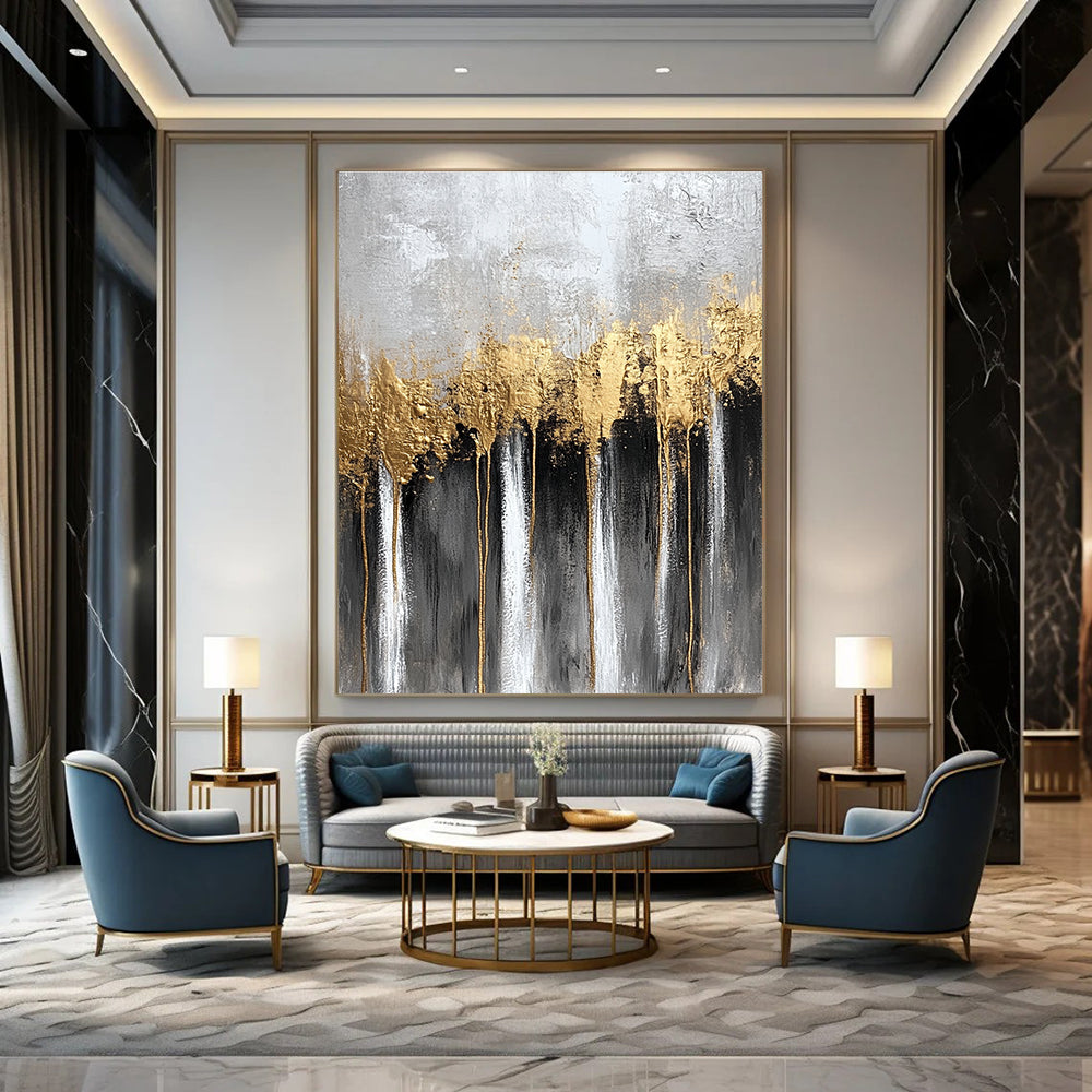 Gold Drip Abstract Painting for Luxe - Inspired Bedrooms GAB0859