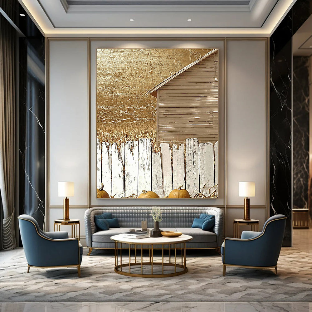 Golden Barn Abstract Painting for Autumn - Themed Restaurants GAB1308