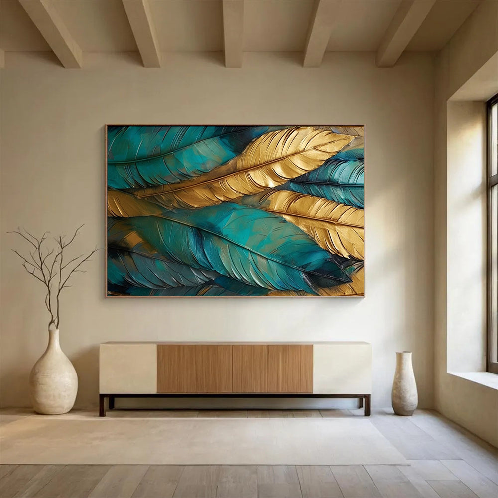 Feather Abstract Painting for Sophisticated Bedroom Retreats YHT298