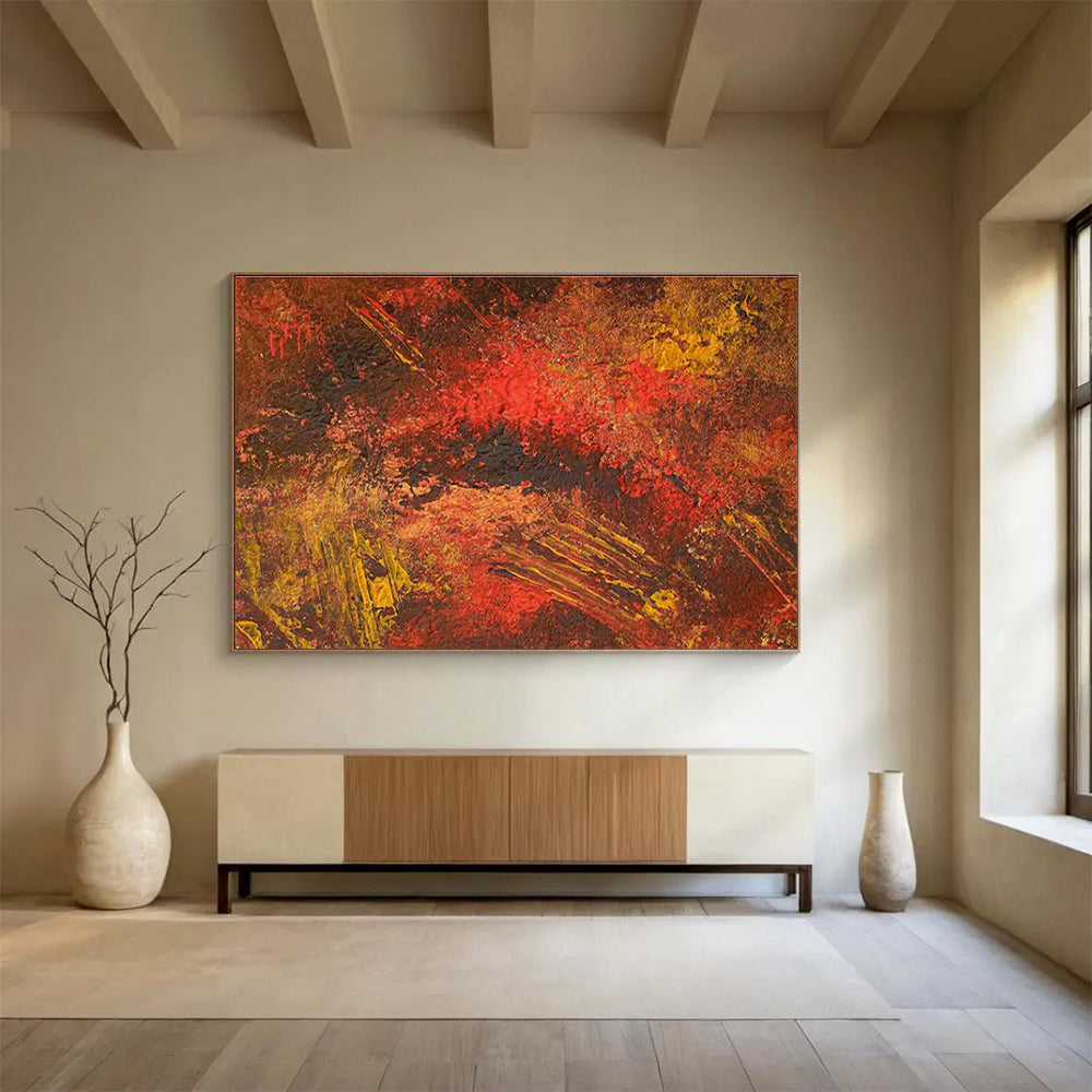 Warm Tones Abstract Textures Painting for Cozy Dining Areas YHT332