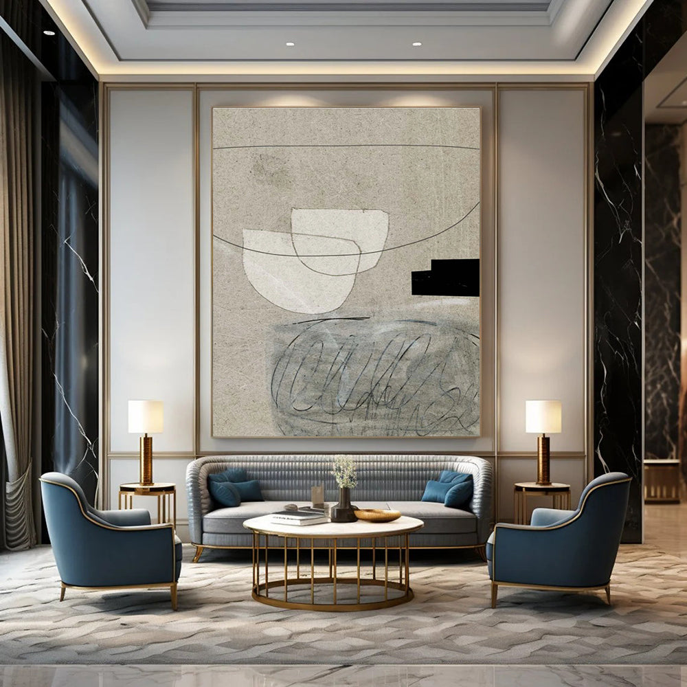 Delicate Minimalist Line - Shape Abstract Art for Quiet Spaces HENG238
