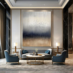 Silver and Gold Dotted Abstract Minimalist Painting for Modern Interiors GAB1444