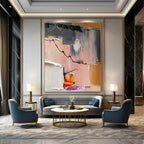 Impasto Abstract Color Blocks & Lines Painting for Modern Spaces HENG270