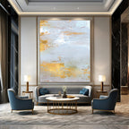Gold - Accented Light Abstract Painting for Luxury Home Interiors HENG160