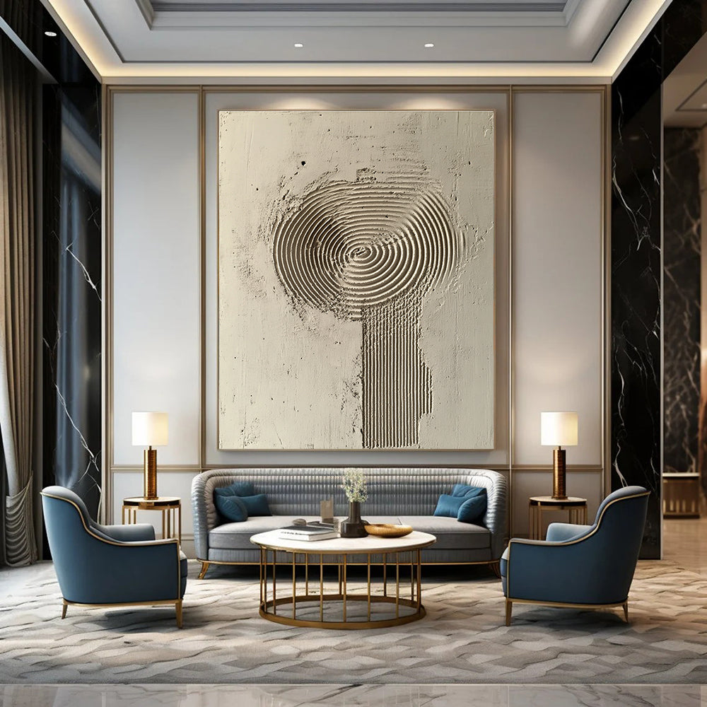 Textured Circles and Lines Abstract Painting for Contemporary Art Galleries GAB1346