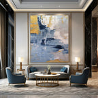 Dynamic Blue - Gold Abstract Flow Painting for Luxe Spaces HENG253
