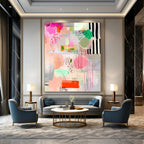 Pink and Colorful Abstract Shapes Lively Abstract Composition GAB0359