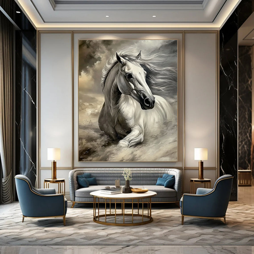 Majestic White Horse Painting of Ethereal Grace GAB0191