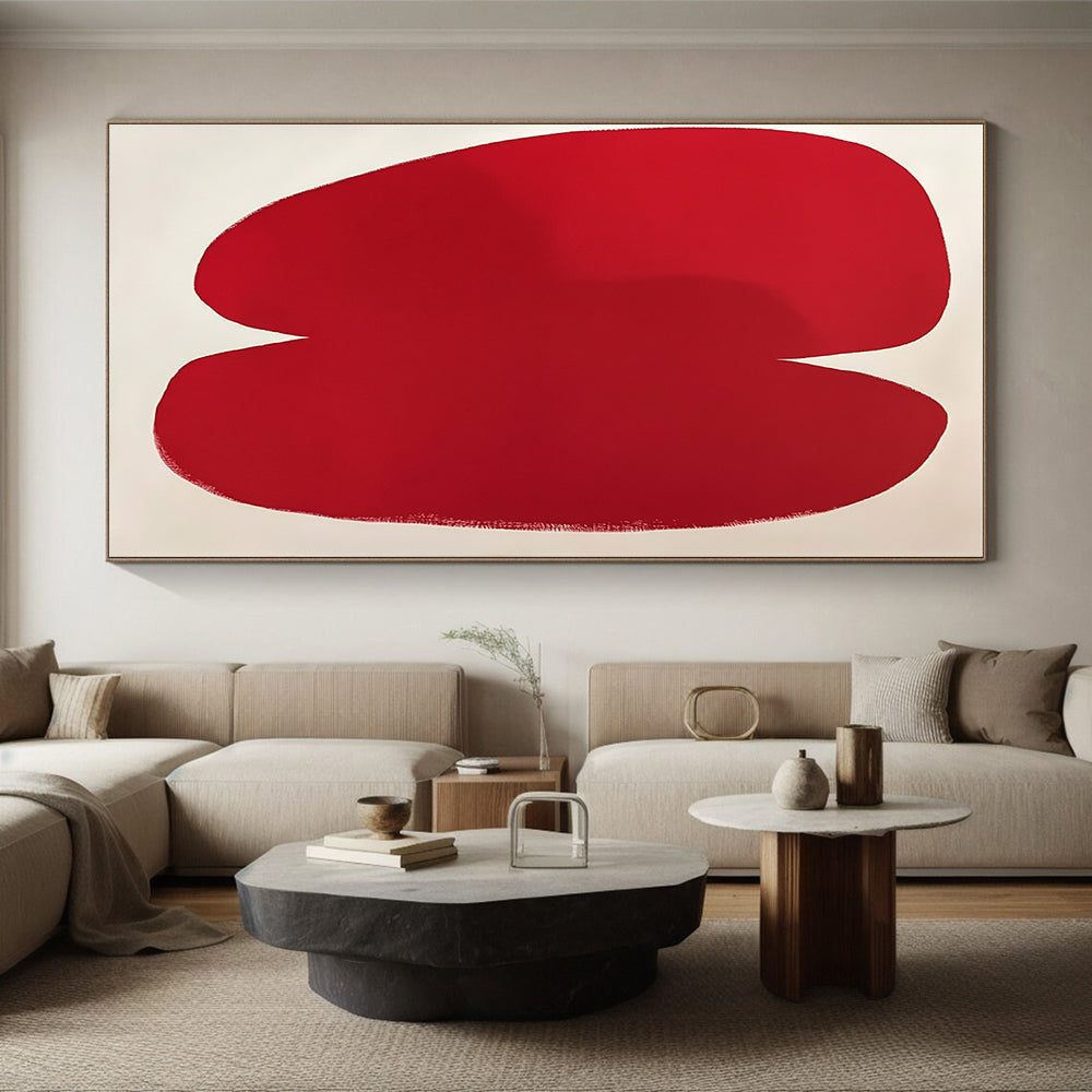 Bold Red Organic Shape Abstract Painting with Striking Simplicity WINK262