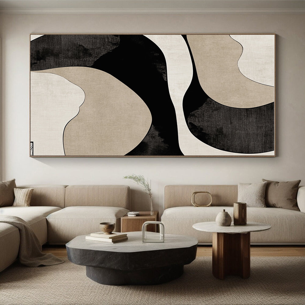 Curved Neutral Tones Abstract Painting with Elegant Flow WINK064