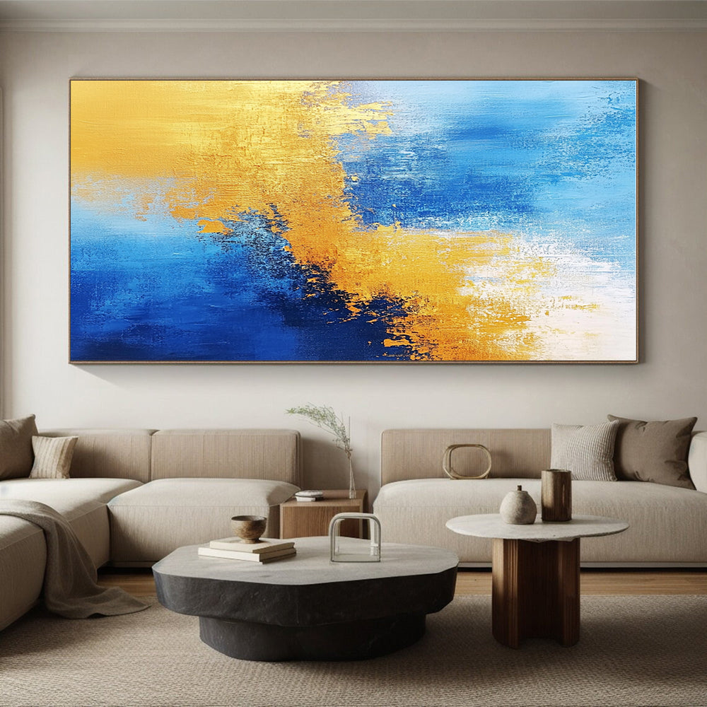 Blue - Gold Abstract Fusion Painting with Vibrant Unity WINK379