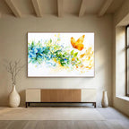 Blue Hydrangeas and Butterfly: Delicate Nature’s Moment Abstract Painting ABS158
