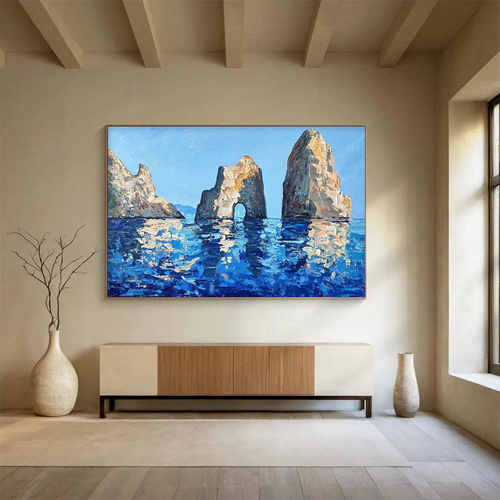 Sea Rocks Abstract Painting for Beachfront Home Studies YHT478