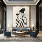 Woman with Coffee Abstract Painting for Cozy Café Corners GAB1386