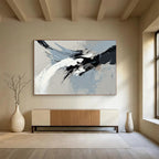 Gray and Black Dynamic Abstract with Bold Brushstrokes Abstract Painting ABS387
