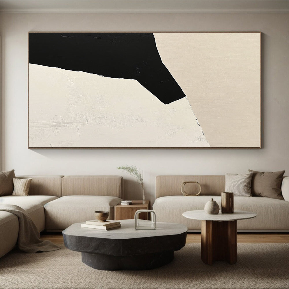 Angular Black and White Form Abstract Painting with Sharp Contrast WINK166