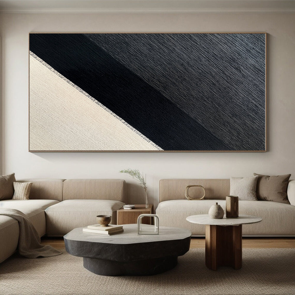 Black - Gray Textured Weave Abstract Painting with Industrial Chic WINK215