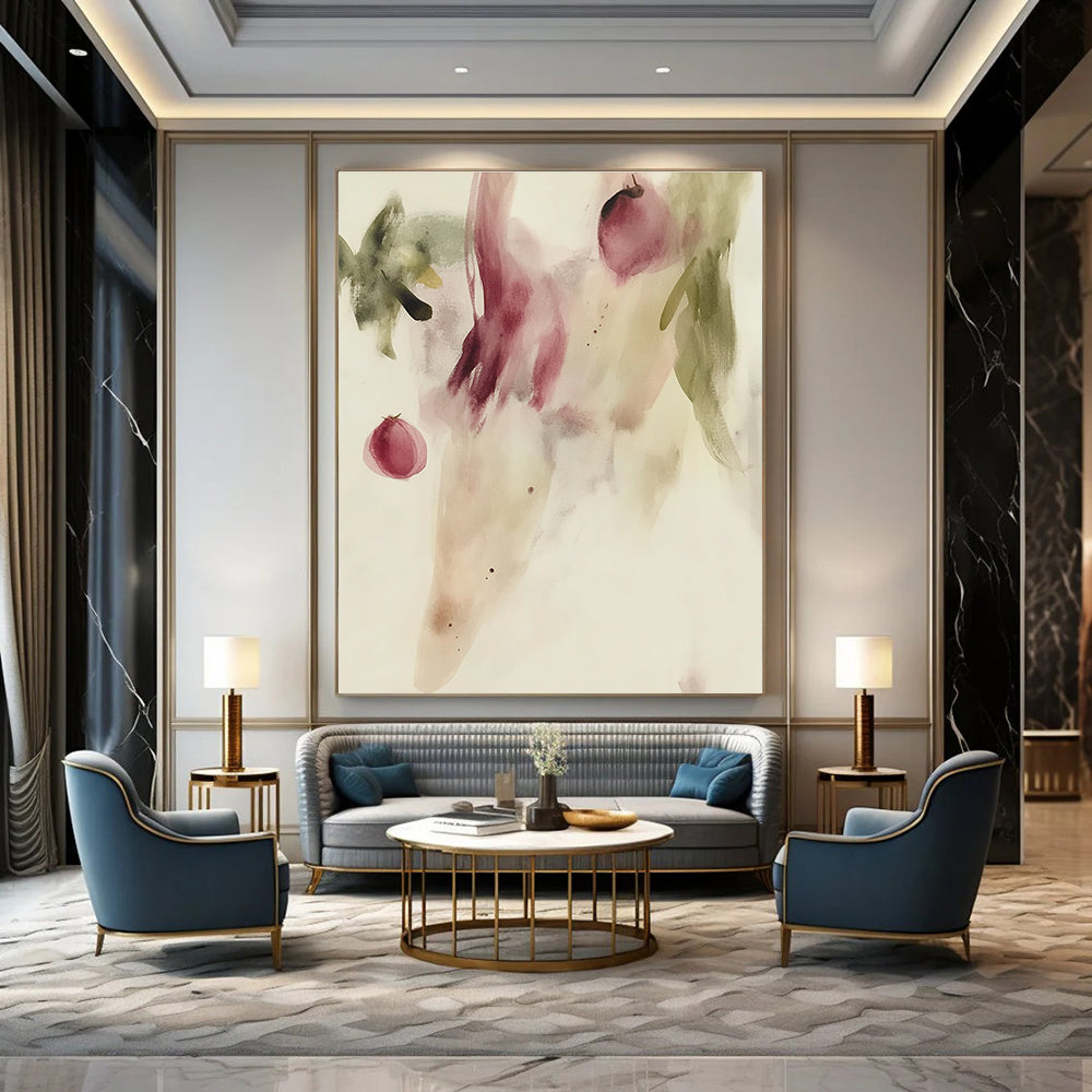 Watercolor Flowers and Buds Delicate Botanical Abstract Painting GAB0347