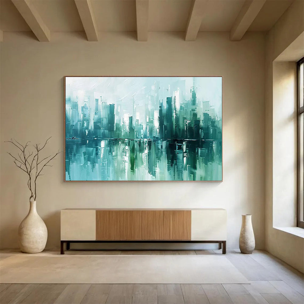 Cityscape Reflection Abstract Painting for Modern Urban Lofts YHT275
