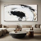 Black White Textured Abstract Painting with Minimalist Depth WINK507