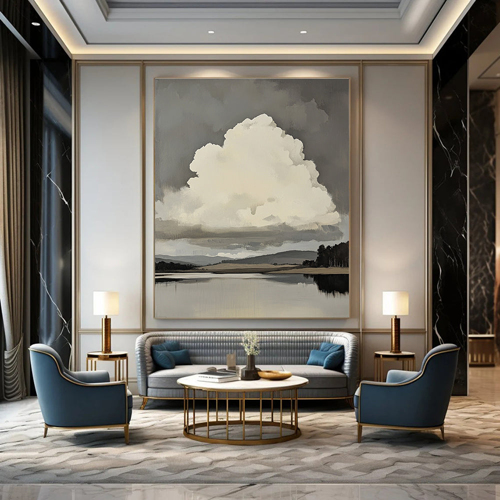 Dramatic Cloud Landscape Abstract Painting for Nature - Inspired Corporate Offices GAB1276