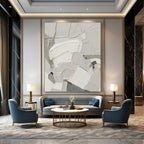 White Textured Abstract Composition Painting for Contemporary Art Galleries HENG509