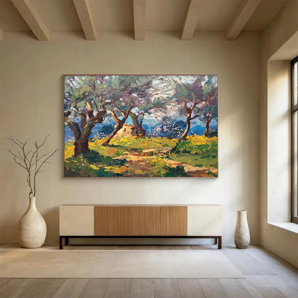 Olive Grove Abstract Painting for Italian Restaurant Private Dining YHT474