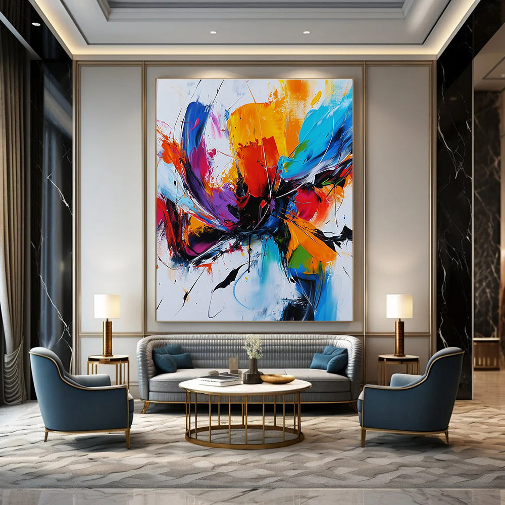 Vibrant Abstract Flower Painting for Bohemian - Styled Living Rooms GAB1141