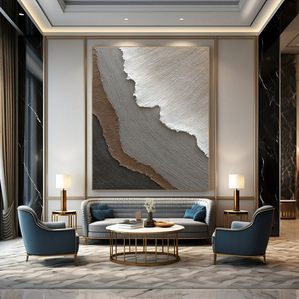 Subtle Neutral Textured Layers Abstract Painting for Calm Interiors HENG269
