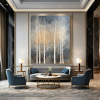 White Trees on Dark Background Abstract Painting for Nature - Inspired Living Rooms GAB0816