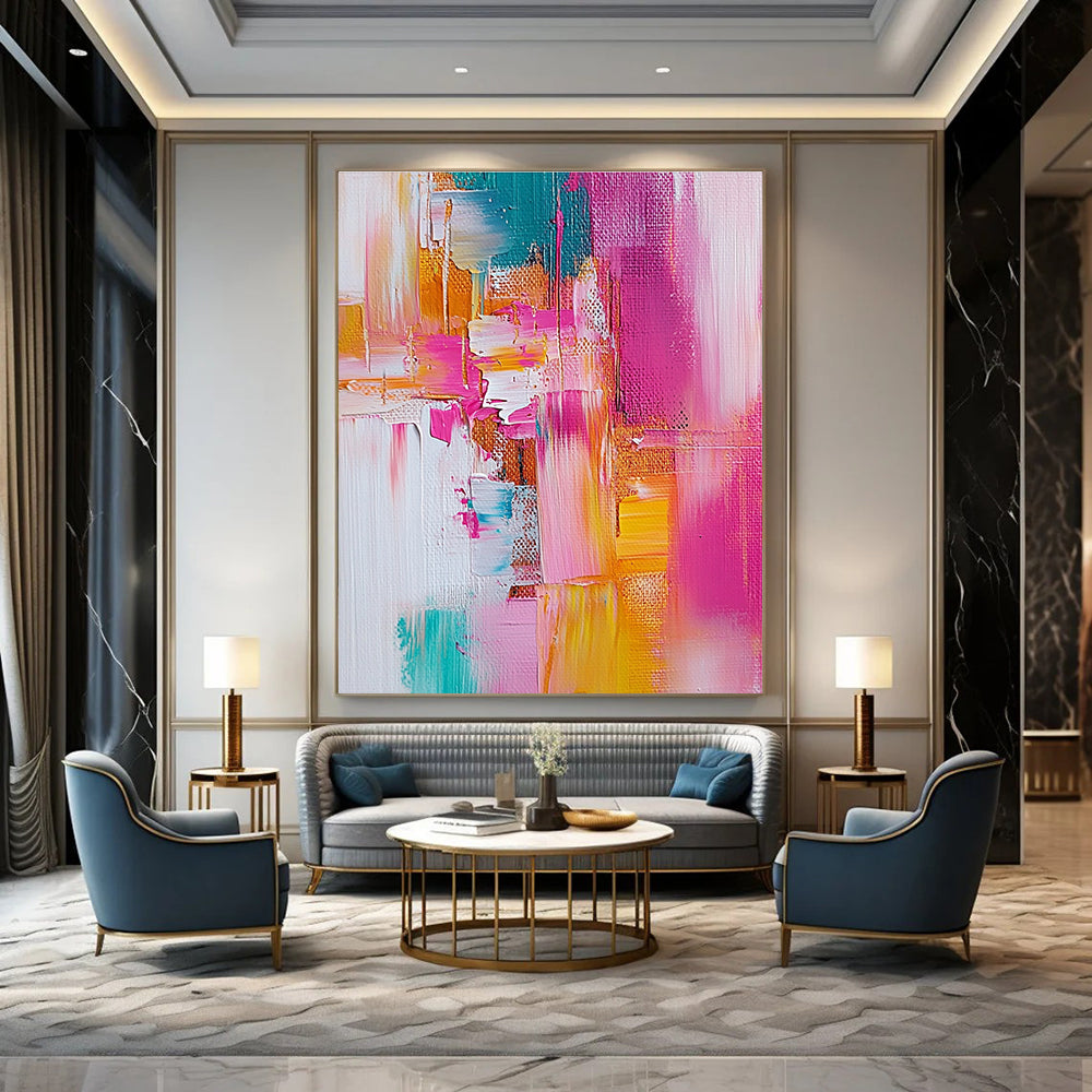 Vibrant Color Block Abstract - Lively Palette - Knife Abstract Painting GAB0657