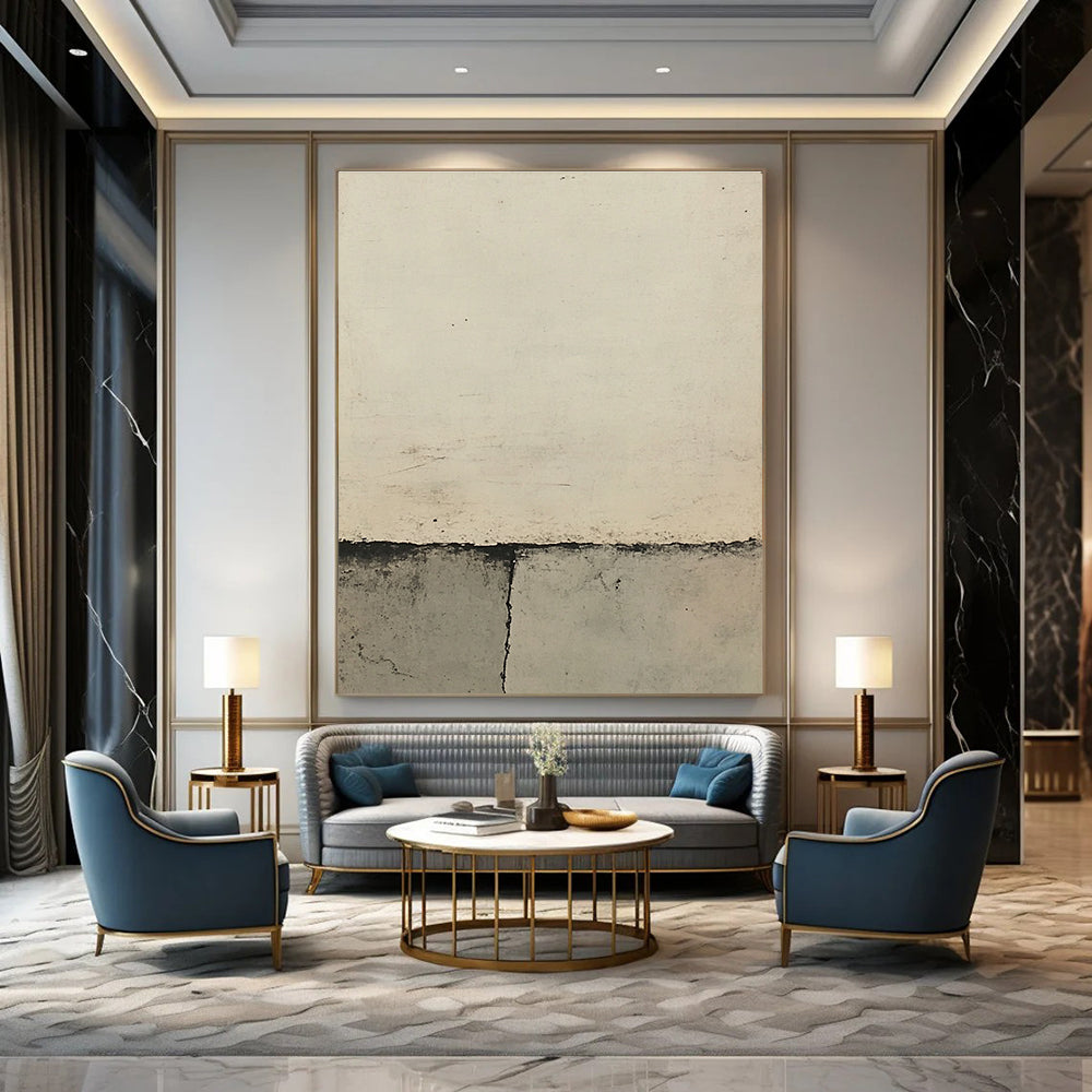 Minimalist Grey and White Abstract Painting with Subtle Marks GAB0075