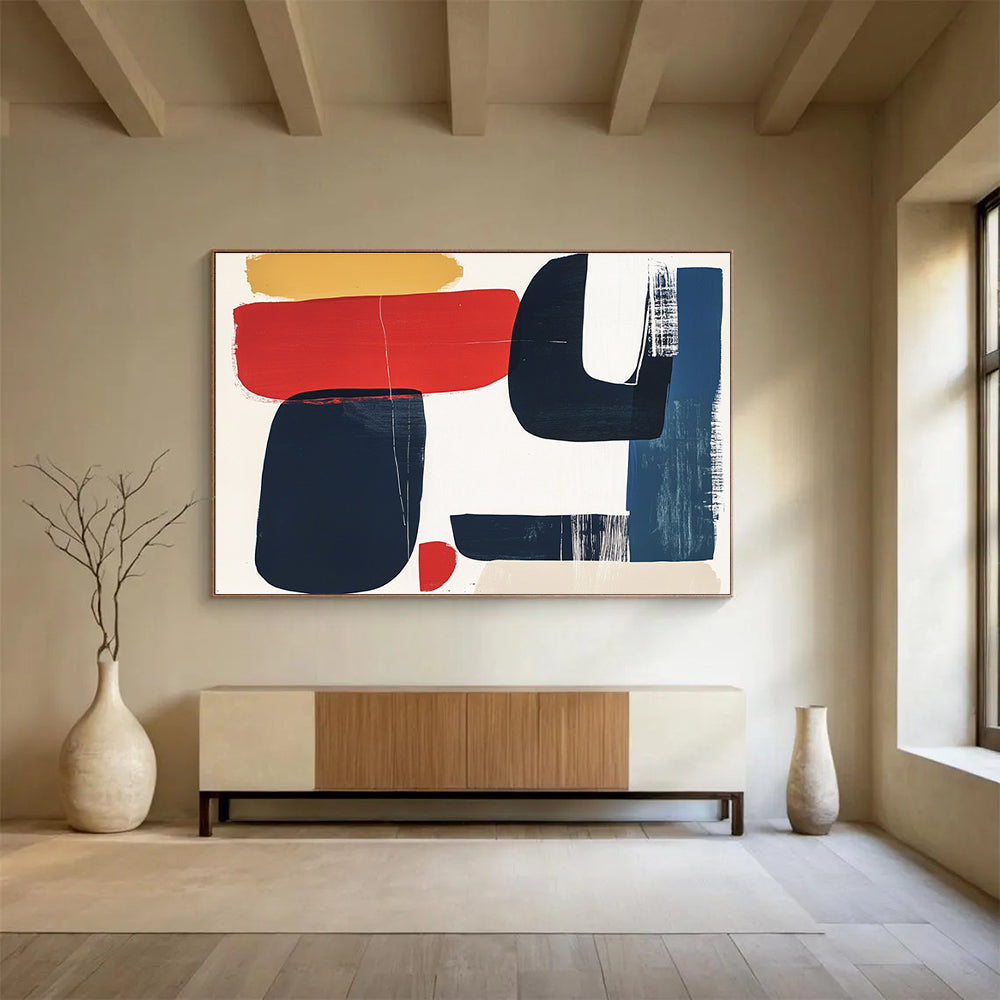 Dynamic Geometric Abstract with Red and Black ABS083