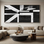 Black and White Geometric Abstract Painting with Bold Structure WINK009