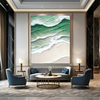 Aerial Sea Waves Abstract Painting for Coastal - Inspired Spaces HENG290