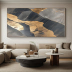 Gray and Gold Abstract Painting with Geometric Shapes WINK836