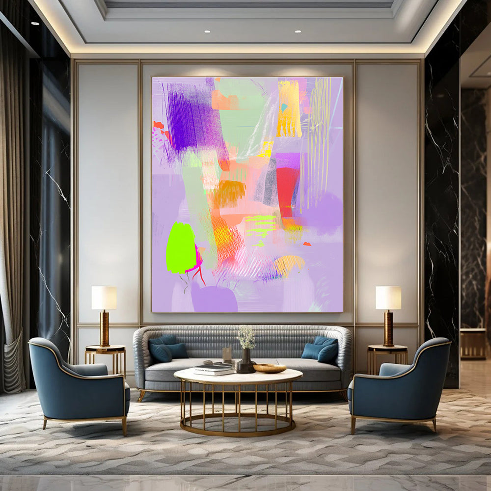 Neon Purple Abstract Painting for Trendy Boutiques GAB1030