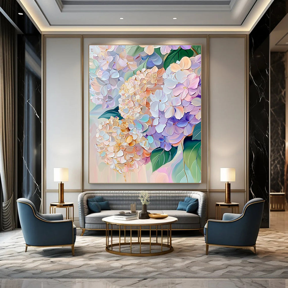 Colorful Hydrangea Blooms Vibrant Floral Abstract Painting GAB0306