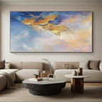 Gold Accented Blue Purple Abstract Painting with Metallic Highlights WINK625