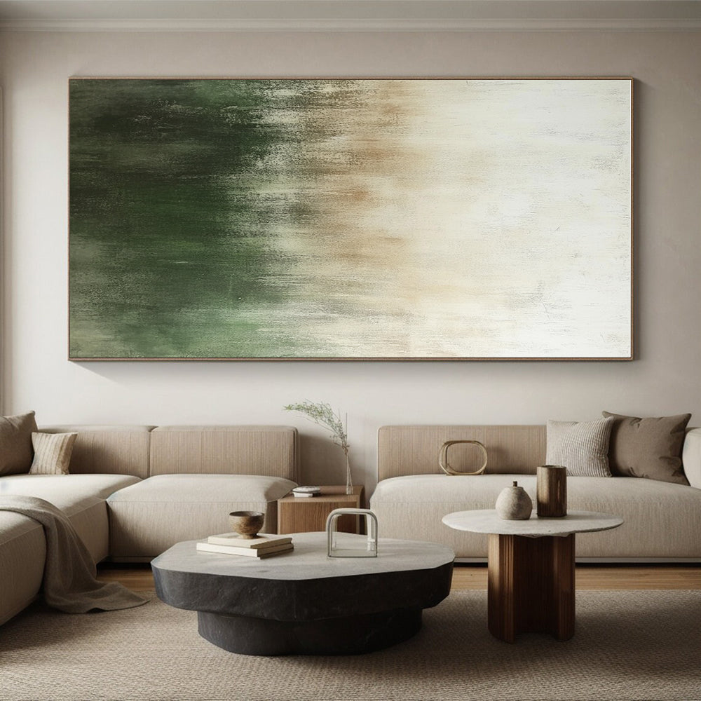 Green - Beige Abstract Gradient Painting with Calming Serenity WINK439