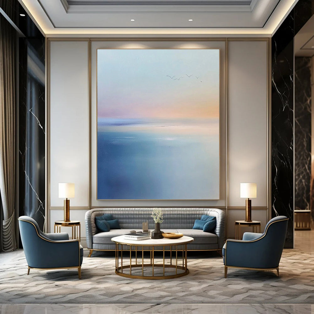Serene Sea and Sky Abstract Painting for Peaceful Spa Retreats GAB0807