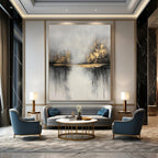 Gold - Lake Abstract Painting for Rustic - Chic Restaurants GAB0862