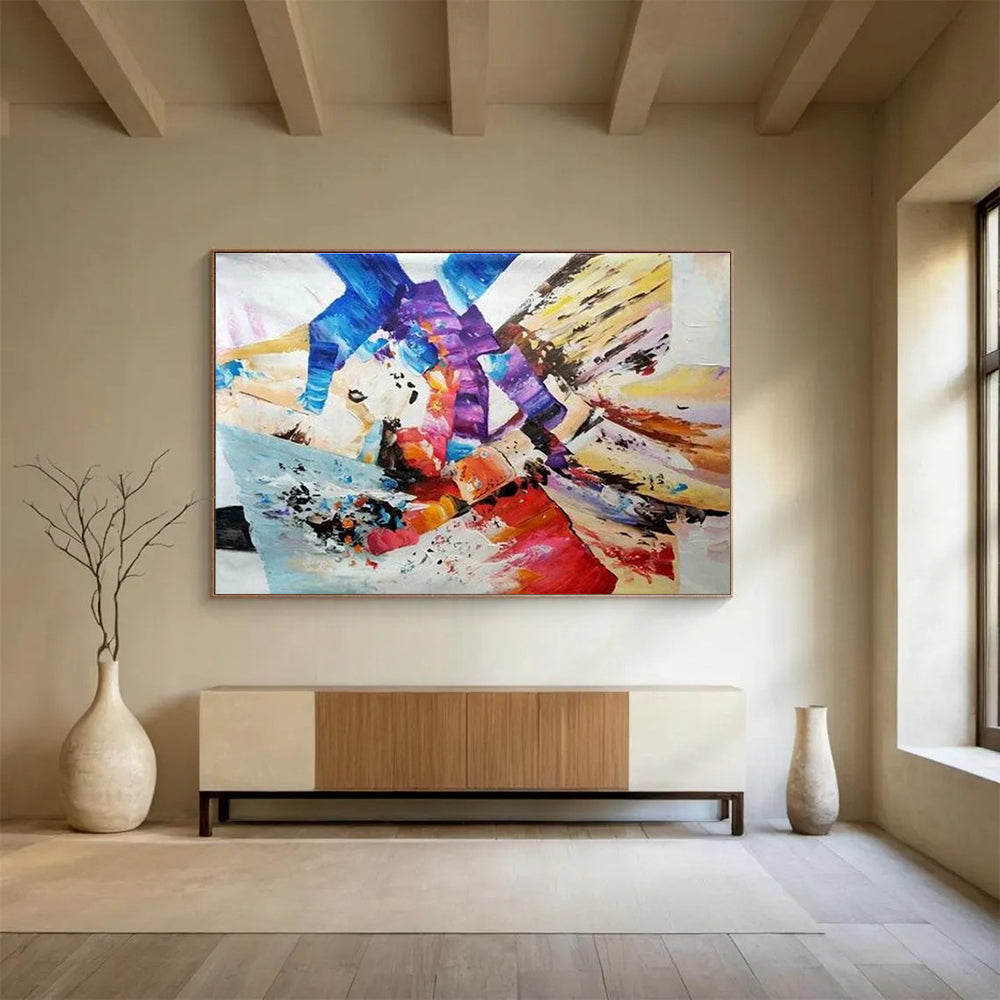 Colorful Geometric Abstract Painting for Modern Interior Design Showrooms YHT283