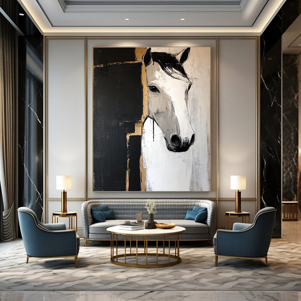 Horse Head Abstract - Stylized Equestrian Abstract Painting GAB0648