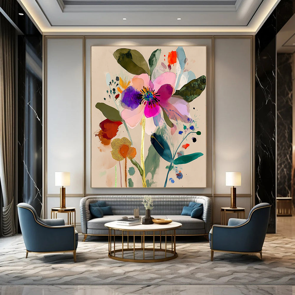 Colorful Abstract Flower Painting of Vibrant Botany GAB0183