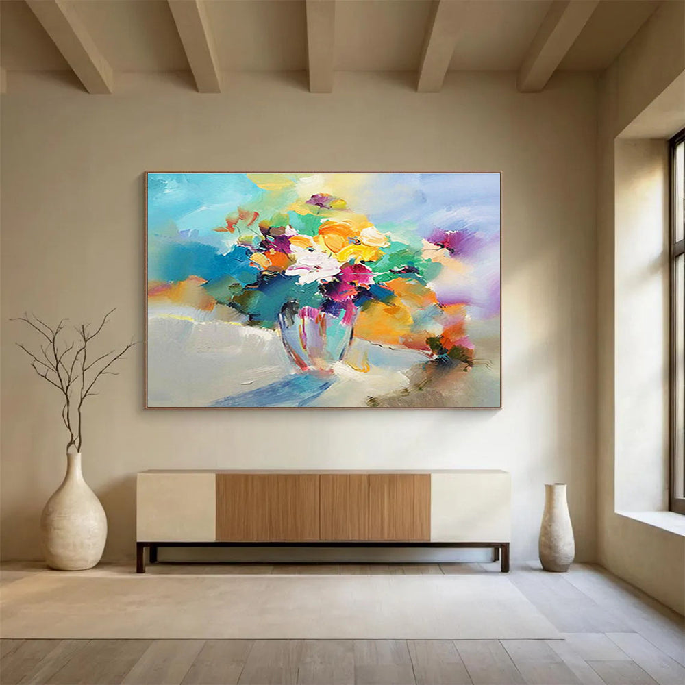 Colorful Flower Bouquet Abstract Painting for Vibrant Kitchens YHT191