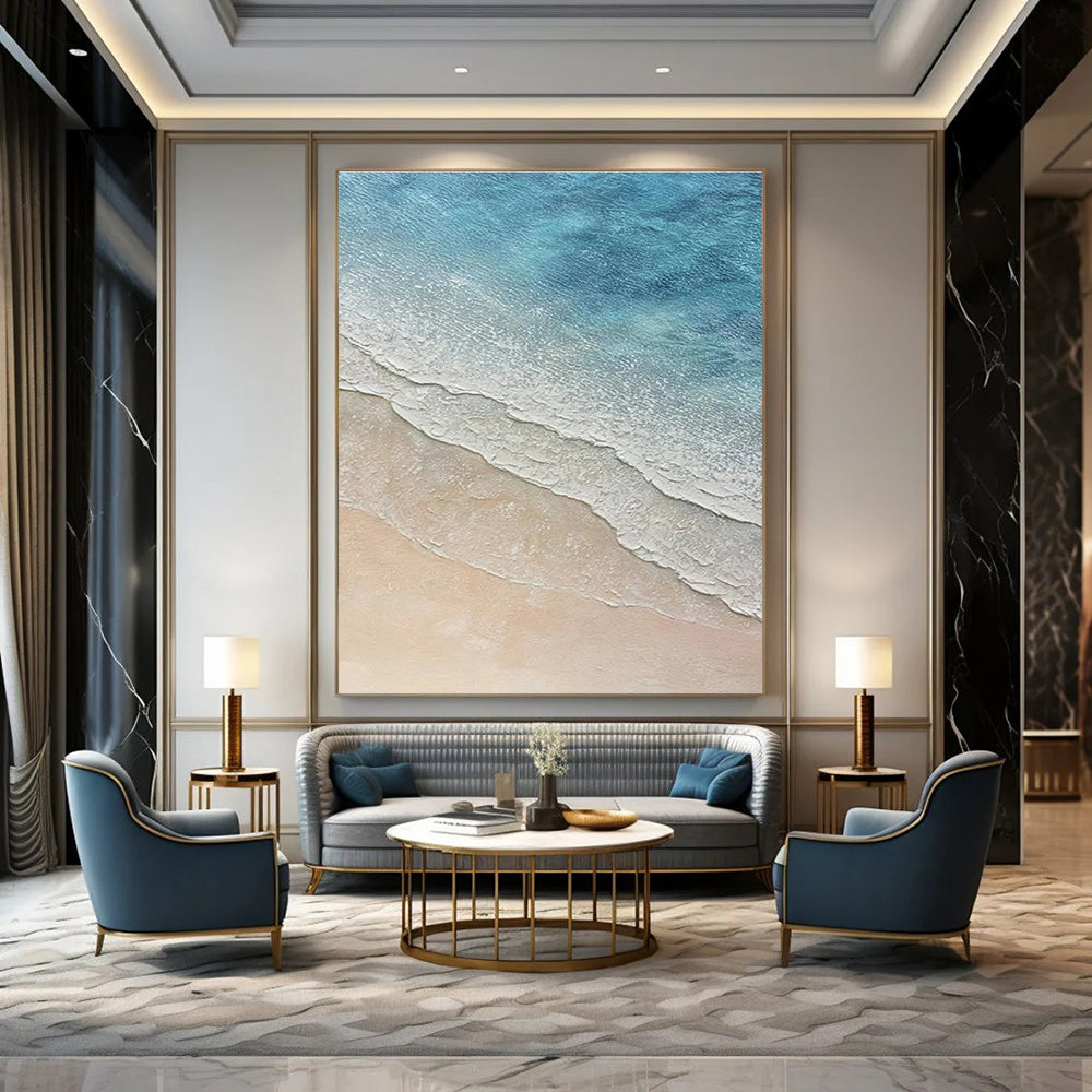 Aerial Beach Waves Abstract Painting for Tropical - Vibe Spaces HENG314