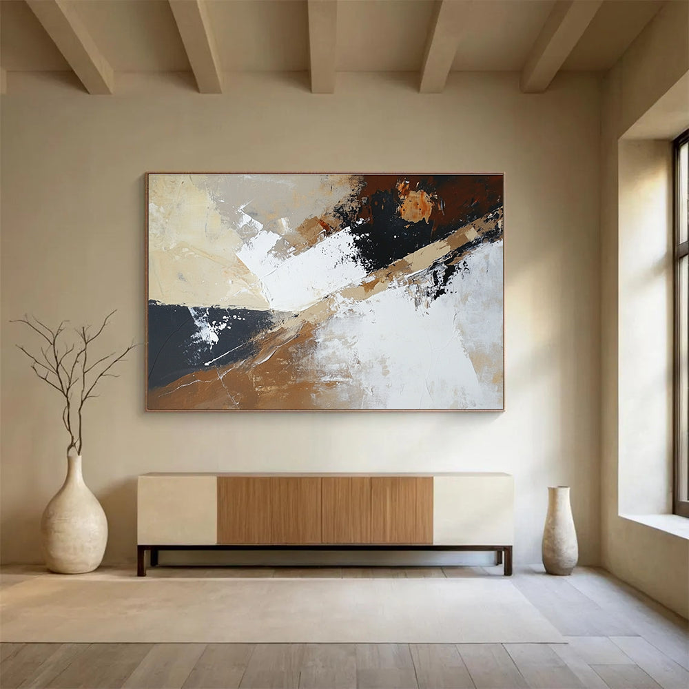 Neutral Tone Abstract Angles Painting with Subtle, Sophisticated Dynamics ABS486