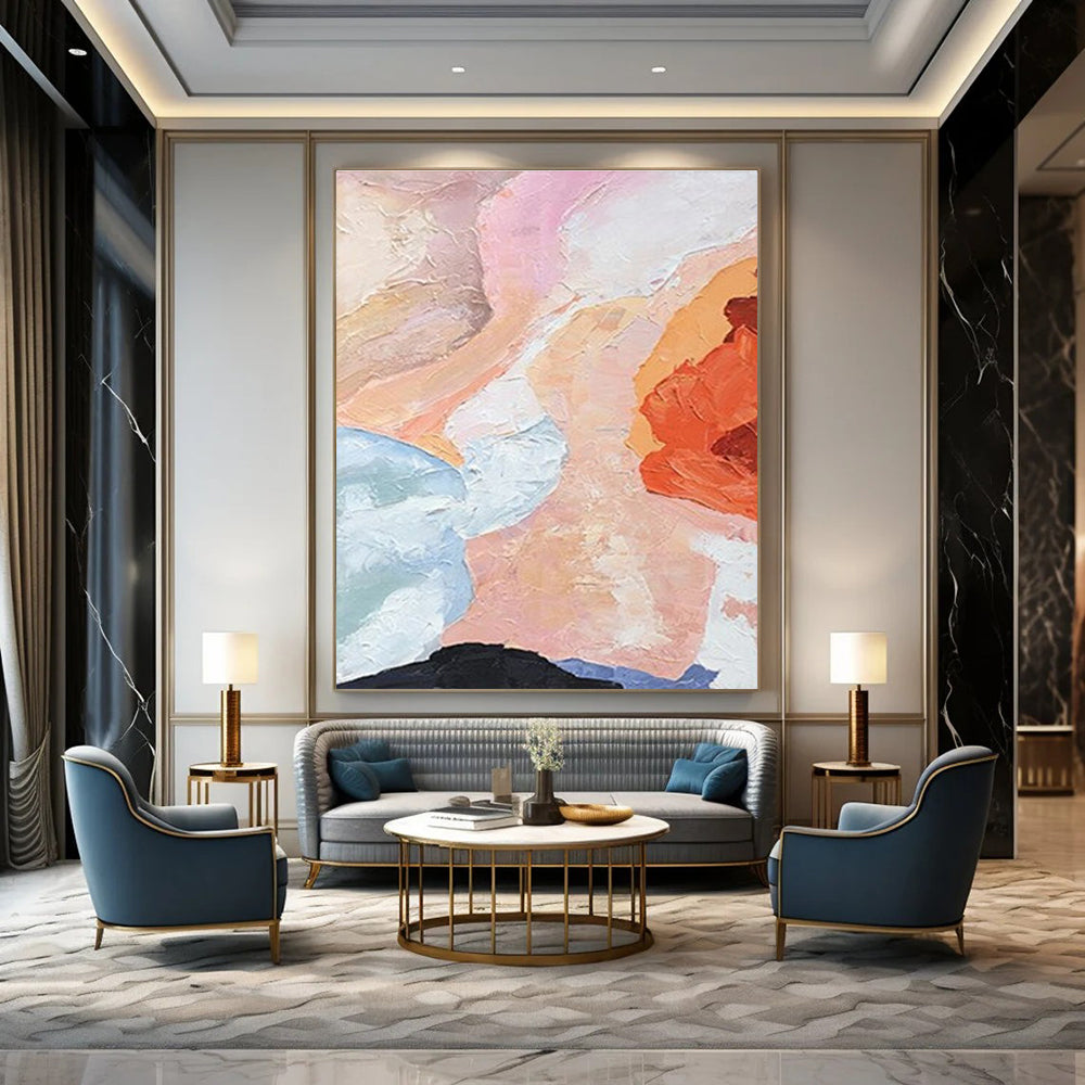 Pastel Soft Color Abstract Shapes Painting for Calm Interiors HENG275