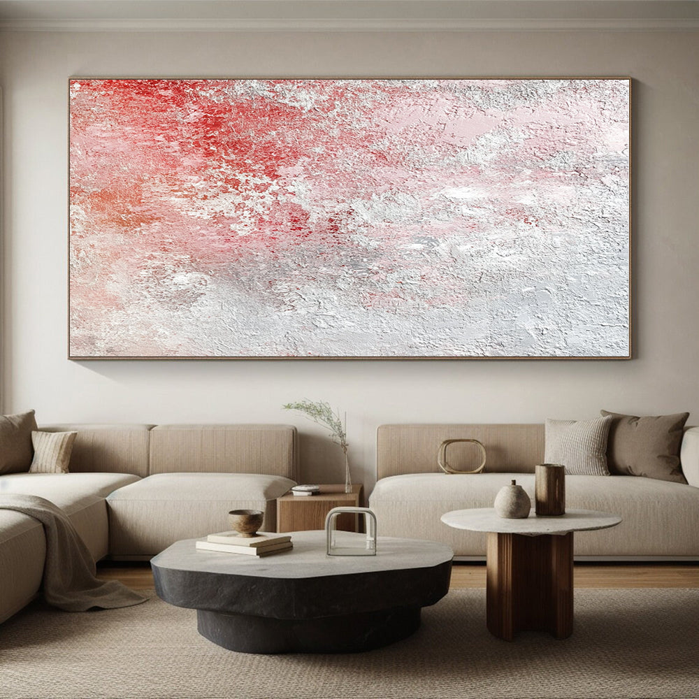 Red and Gray Textured Abstract Painting with Edgy Nuance WINK281